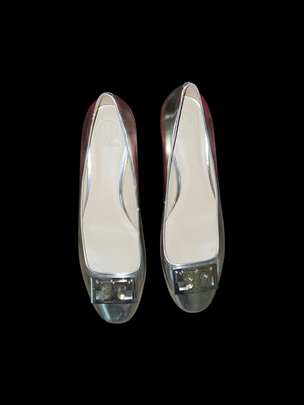 Tory Burch Gigi Mettalic Block Heel sz 9.5